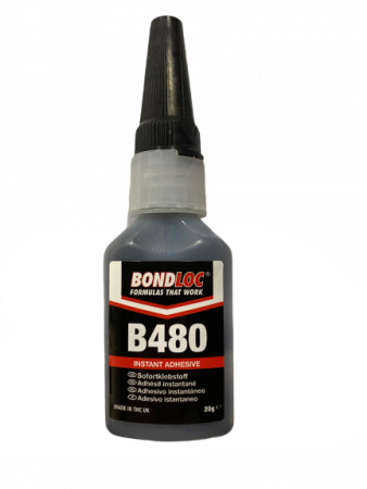 Клей моментальный цианоакрилатный, вибростойкий, резинонаполненный, черный BONDLOC B480 - Rubber Toughened - (Black)